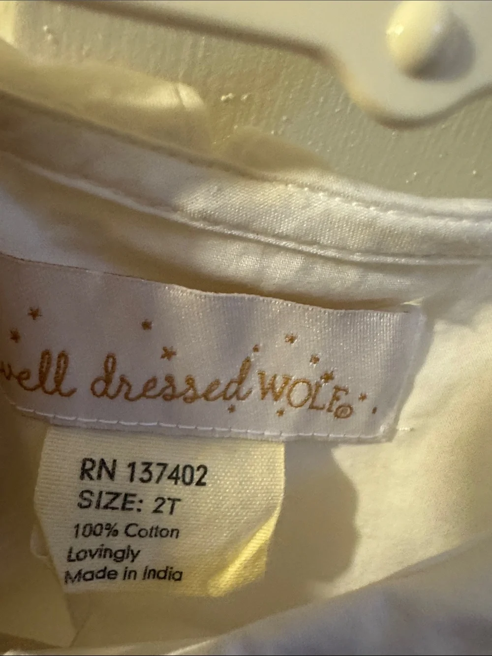 WDW 2T Peter Pan Collar White layering Top Puffy Long Sleeve blouse girls